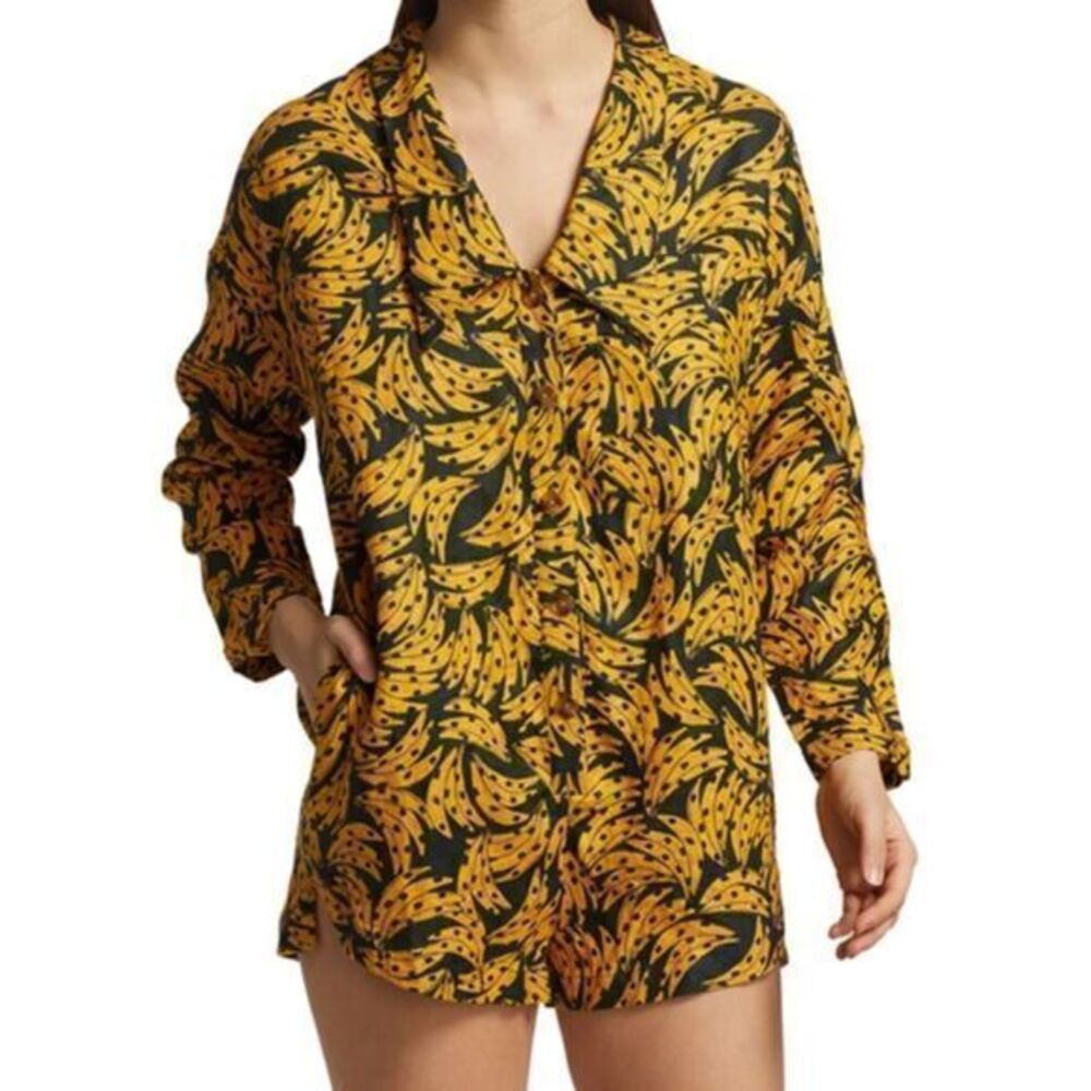 FARM RIO NWT Black Spotted Banana Print Mini Romper LARGE